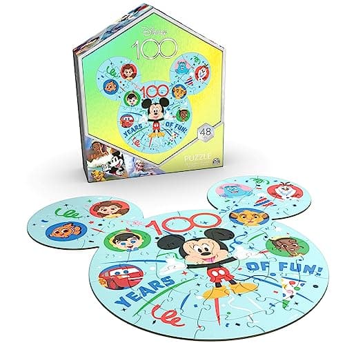 Spin Master Games Disney Puzzle 100th Anniversary 48 Pieces Celebrate 100 Years of Fun Kids Puzzles for Ages 4 Up