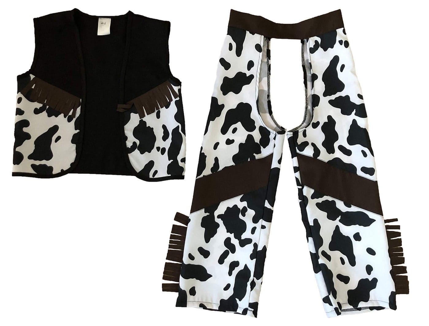 StoryBook Wishes Classic Cowboy Chaps & Vest (4-6, Dark Brown/Black)