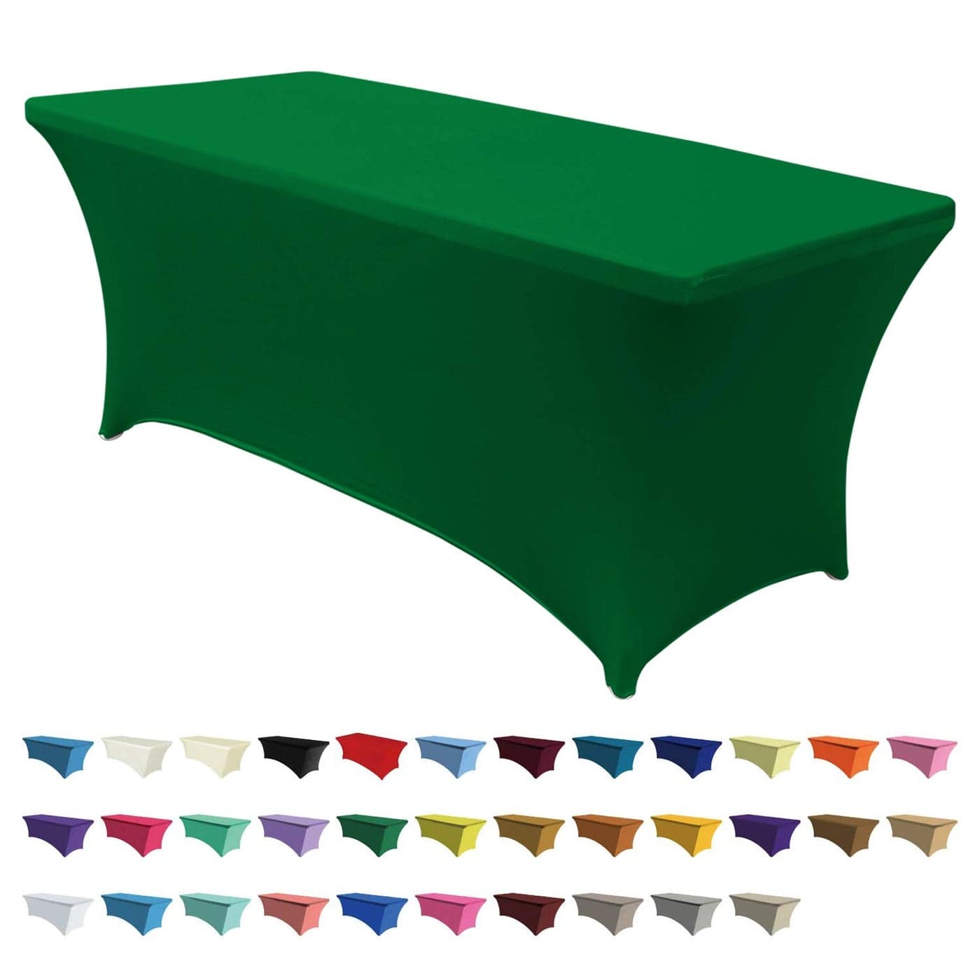 ABCCANOPY 6 FT Forest Green Spandex Table Cover Stretch Fitted Wrinkle Resistant Tablecloth Reuse for Rectangular Folding Table Patry Event Wedding Banquet Protector