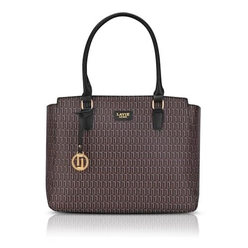 Lavie Luxe Women's Mono Kelly25 Monogram Print Tote Laptop Bag for Women | Fits Upto 15 Inch Laptop | Tote Laptop Bag for Work | Ladies purse | Stylish Shoulder Bag | Gift For Women