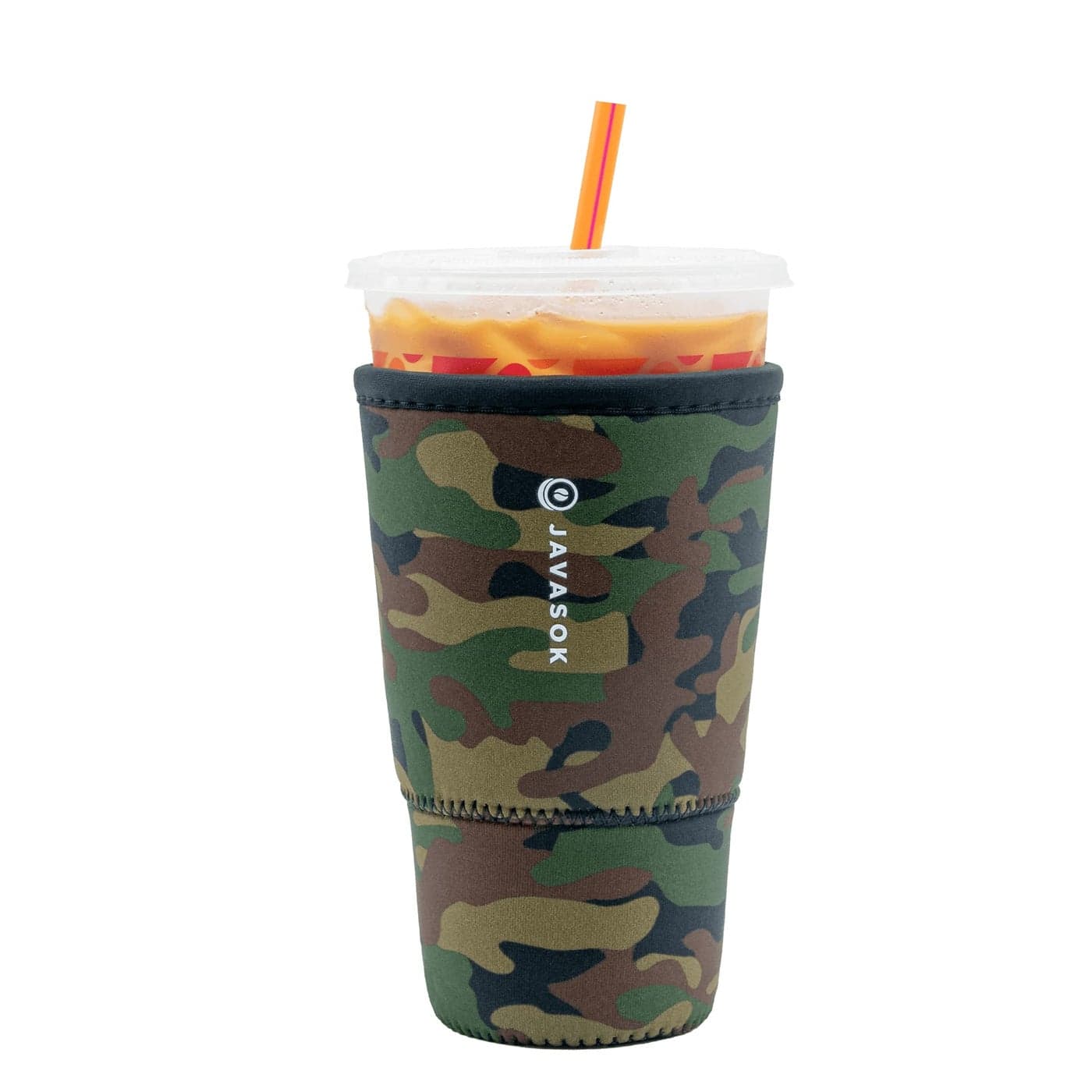 Sok It JavaSok Iced Coffee Cold Soda Insulated Neoprene Cup Sleeve Green Camo Large 3032oz