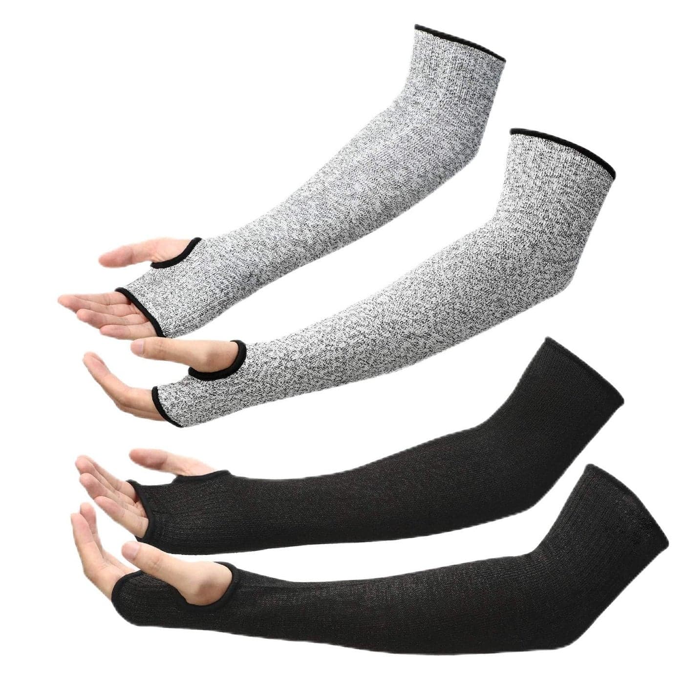 Geyoga Arm Protection Sleeves Level 5 Cut 2 Pairs Heat Resistant Sleeves Protectors for Thin Skin Bruising Men WomenGray BlackXLarge