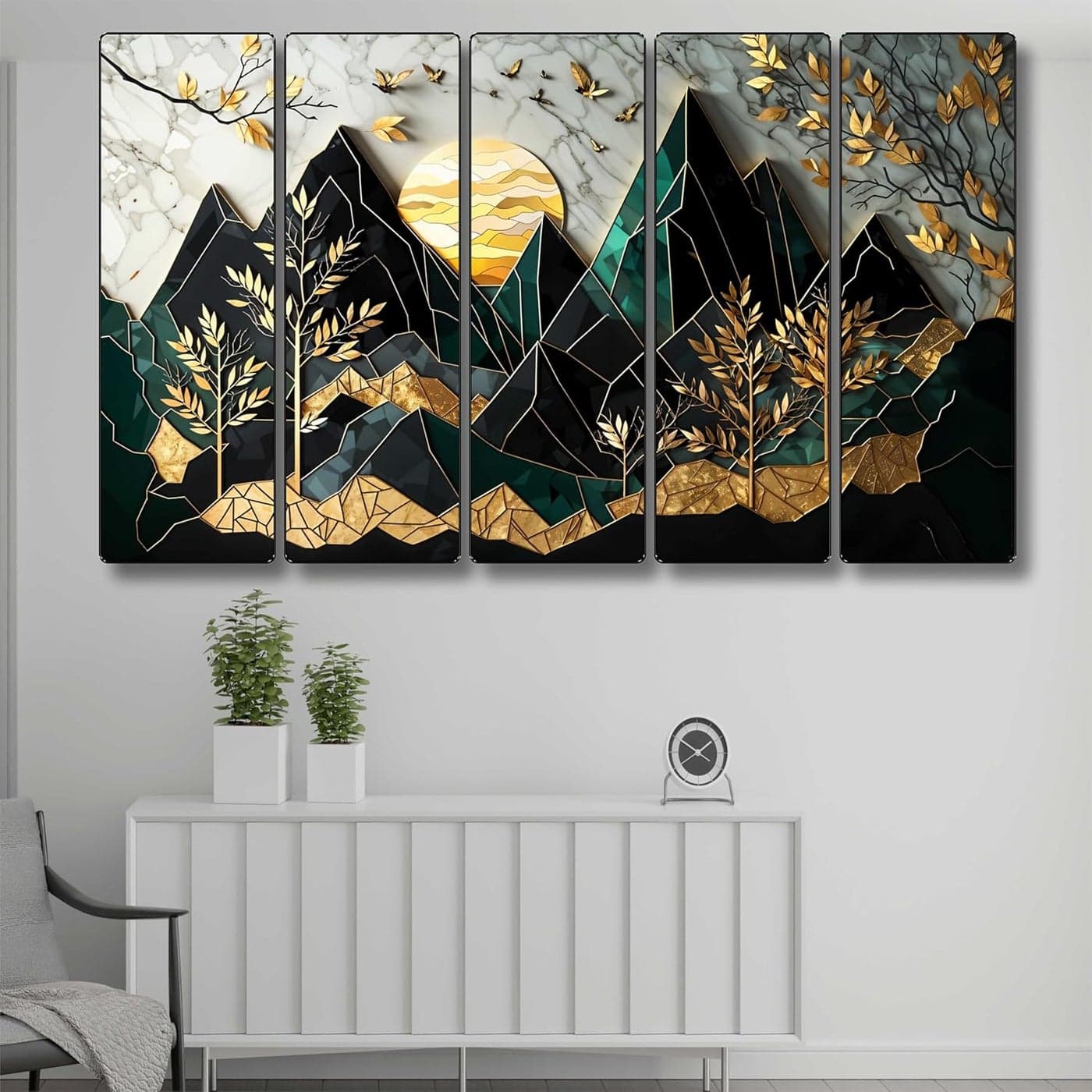 Livinluxe Set of 5 mountain nature Wall Painting for Living Room Bedroom Hotels Big Size stylish frame 60 inch x 30 inch Wall Art for Home Decoration Xl35373