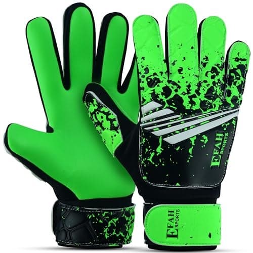 EFAH SPORTS Soccer Goalkeeper Gloves for Kids Boys Children Youth Football Goalie Gloves with Super Grip Protection Palms (Size 8 Suitable for Size M-L Adult, Green)