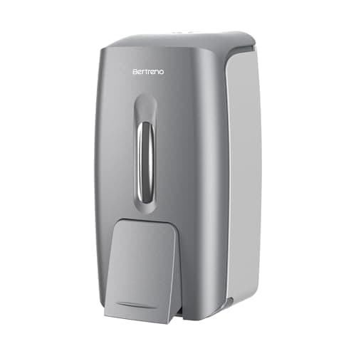 Bertreno Commercial Soap Dispenser Wall Mount Manual Pump Hand Soap Dispenser 800ml Gel Liquid Hand Sanitizer Dispenser Self Adhesive for Home Bathroom (Silver)
