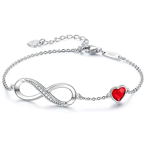 CDE Infinity Heart Symbol Charm Link Bracelet for Women 925 Sterling Silver Adjustable Mother's Day Gift Anniversary Jewelry Christmas Birthday Gifts for Wife Girlfriend Her