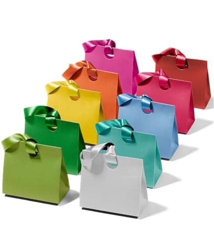 Vitalizart Paper Gift Bags With Ribbon Handles Set of 10 Assorted Colors Bulk Reusable For Gift Wrap Girls Kids Birthday Bridal Shower Party Favors Goodie Bags Candy Christmas 787x354x709 Small