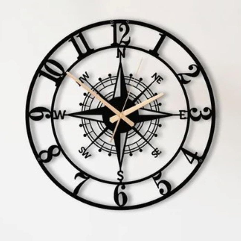 AVVIC MART Designer Metal Wall Clock for Living Room | Latest Antique Stylish Fancy Decorative Big Size Wall Watch for Bedroom, Office, Kitchen, Dining, Hall and Decor (Black(ST-6), 40CM)