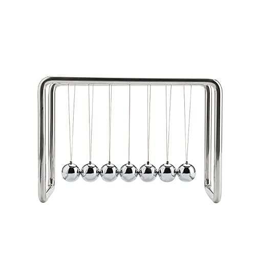 CERROPI Newtons Cradle Pendulum with 7 Balls Classic Swing Newton Balance Ball 30 Sec Swingtime Science Physics Gadget Desk Toys Office Gadgets for Desk Decorations