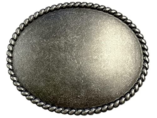 H11659 Oval Rope Edge Buckle Blank Plain Buckle Fits 1-1/2"(38mm) Belt Strap (Antique Silver)
