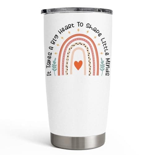 SANDJEST Teacher Tumbler It Takes Big Heart to Shape Little Minds Travel Coffee Mug Appreciation Gift for Teachers 20oz Insulated Stainless Steel Tumblers Birthday Christmas Back To School Gifts
