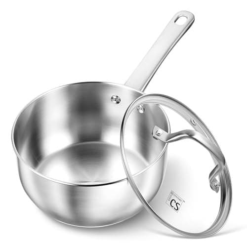 KOCH SYSTEME CS Stainless Steel Saucepan, 2 Quart Stainless Steel Sauce Pan with Lid, 2 Quart Saucepan with Lid, Premium Steel Pot, Induction Sauce Pan,Small Sauce Pot, Oven Safe