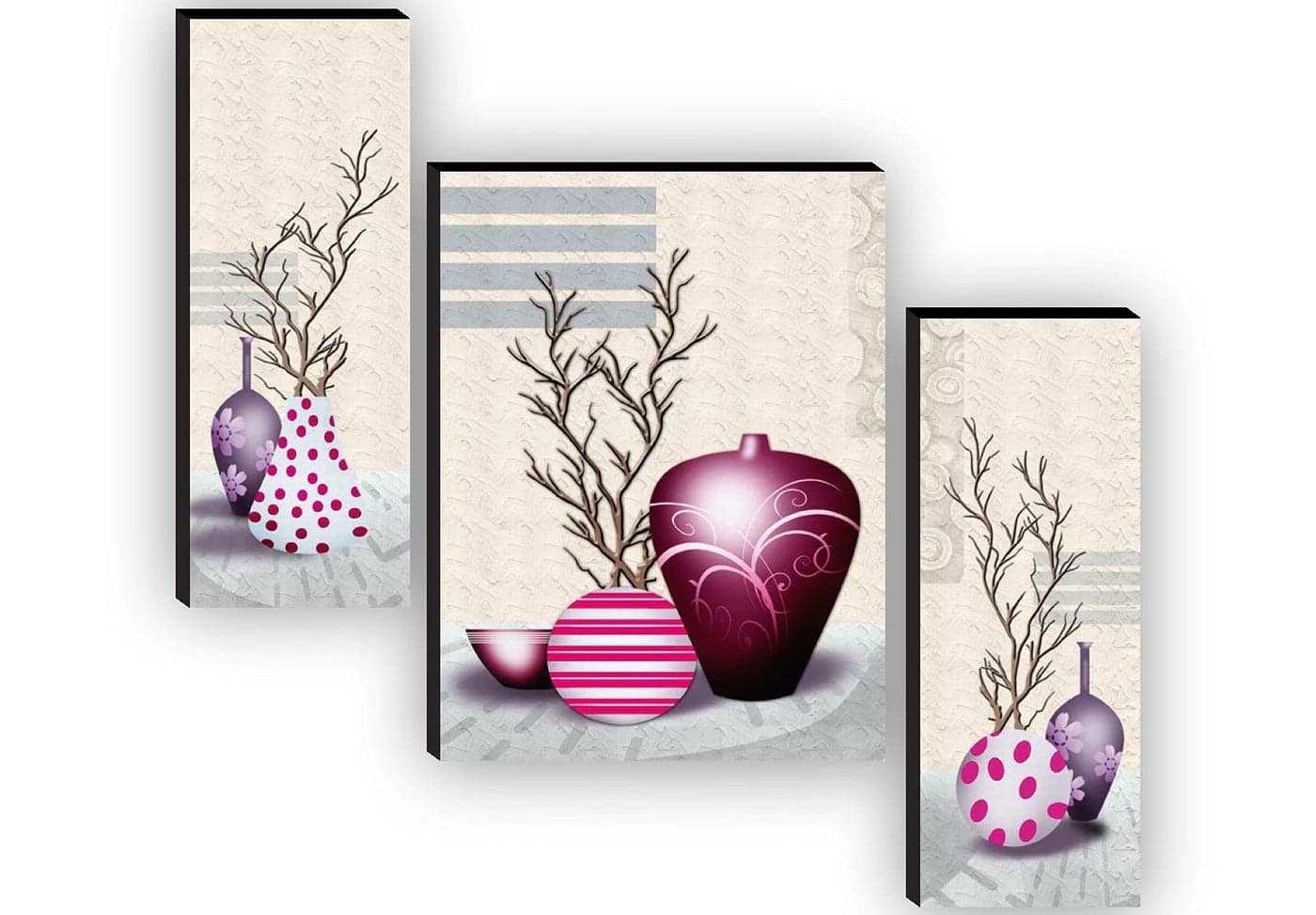 SAF paintings Set of 3 Flower UV textured Paintings for living room with frame Painting 12 Inch X 18 Inch SAF-JMS41