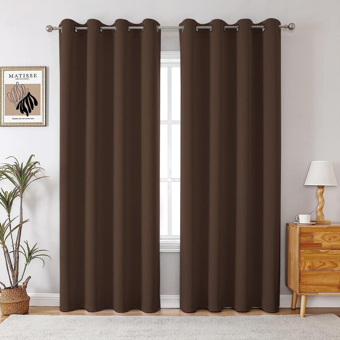 Homestan Blackout Door Curtains 7 Feet Long Set of 2 Room Darkening Blackout Parda 7 Feet with Grommet Design for Home Decor 7x4 Feet Dark Brown