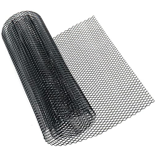 Modengzhe 40 x 13 inch Car Grill Mesh Sheet, Black Painted Aluminum Alloy Multifunctional Grille Mesh Roll, 6 x 12 mm Rhombic-Shape Grids