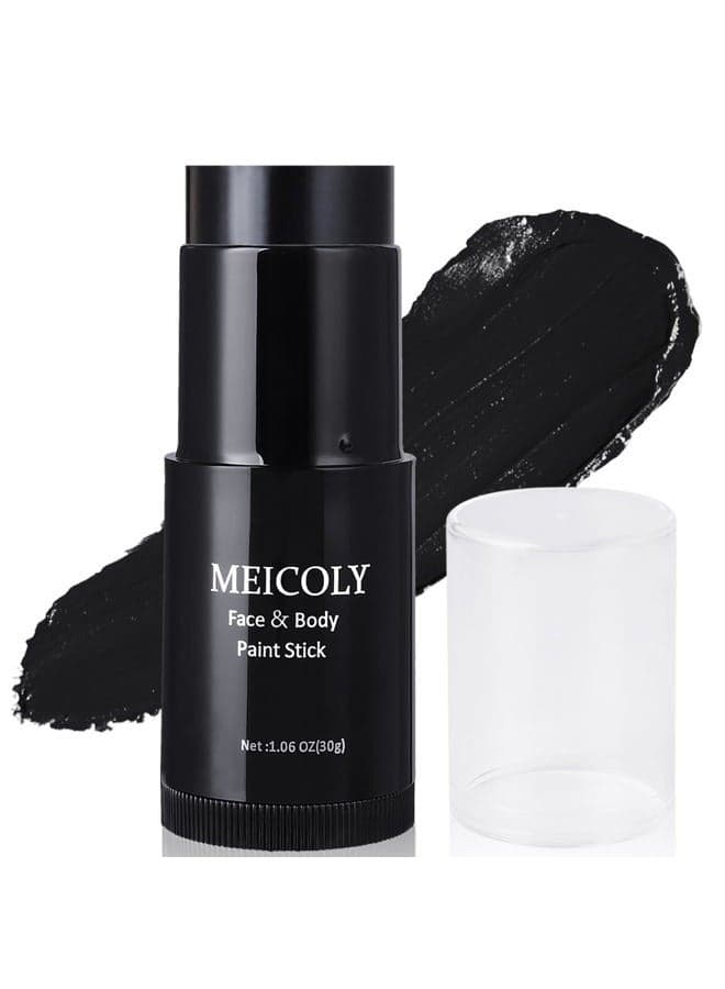 Black Face Paint Stick(1.06 Oz),Grease Waterproof Black Body Paint Stick for Halloween SFX Skull Joker Zombie Vampire Skeleton Goth Spider Cosplay Makeup,Cream Clown Black Stick Clown Makeup