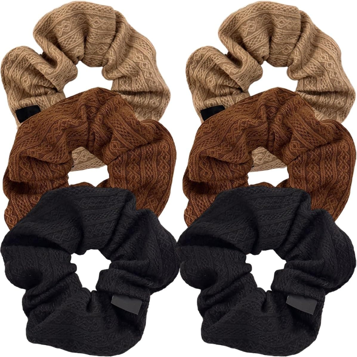 6 PCS Knitting Hair Scrunchies Large Scrunchie Ponytail Holder Solid Color Elastic Bands Fluffy Hair Ties Elastic Hair Bobbles Soft Thick Accessories for Women Girls