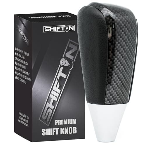 SHIFTIN Leather and Carbon Fiber Gear Shift Knob for Toyota Land Cruiser 4Runner Sequoia Tundra and Lexus (Black Leather/Carbon Fiber Pattern)