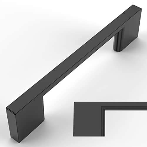 Amerdeco 10 Pack Matte Black Cabinet Pulls, 3-3/4 Inch(96MM) Hole Centers, Kitchen Cabinet Handles, Cupboard Handles, Drawer Pulls, ZH0060