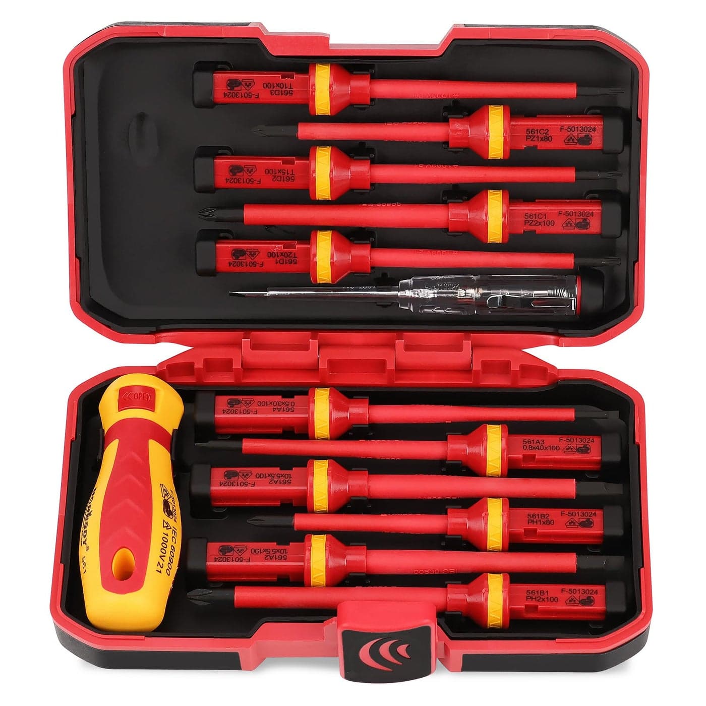1000V Insulated Electrician Screwdriver Set - 13-Piece Professional Electrical Screwdriver Set Insulation Handle CRV Steel Magnetic Phillips Slotted Pozi Torx Tips VDE & GS Certified