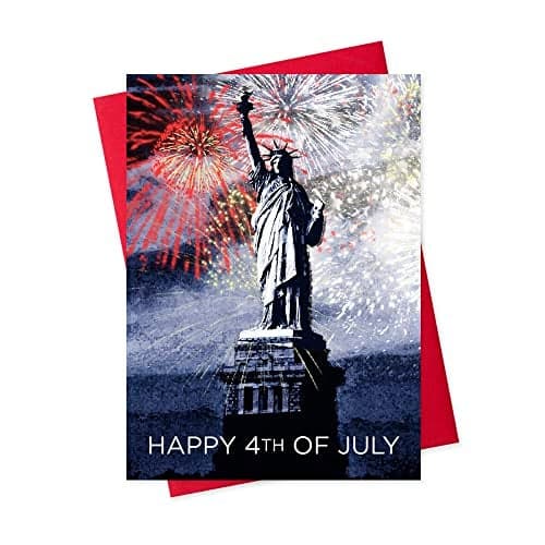 Independence Day Cards for Family & Business (Statue of Liberty) Happy 4th of July Bulk Greeting Card Set Pack of 25 with Red Envelopes (5x7 inch - A7) Office, Work, Employees & Clients (JF1502)