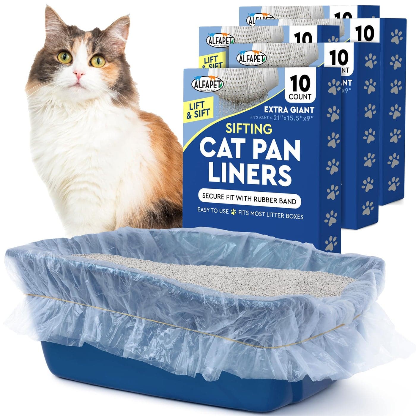 Alfapet Original Sifting Cat Litter Box Liners Extra Giant 50 Count TearResistant Cat Litter Bags Waterproof Kitty Litter Liners Fits Almost All Litterbox Pan Sizes 40 x 38 30 lb Capacity