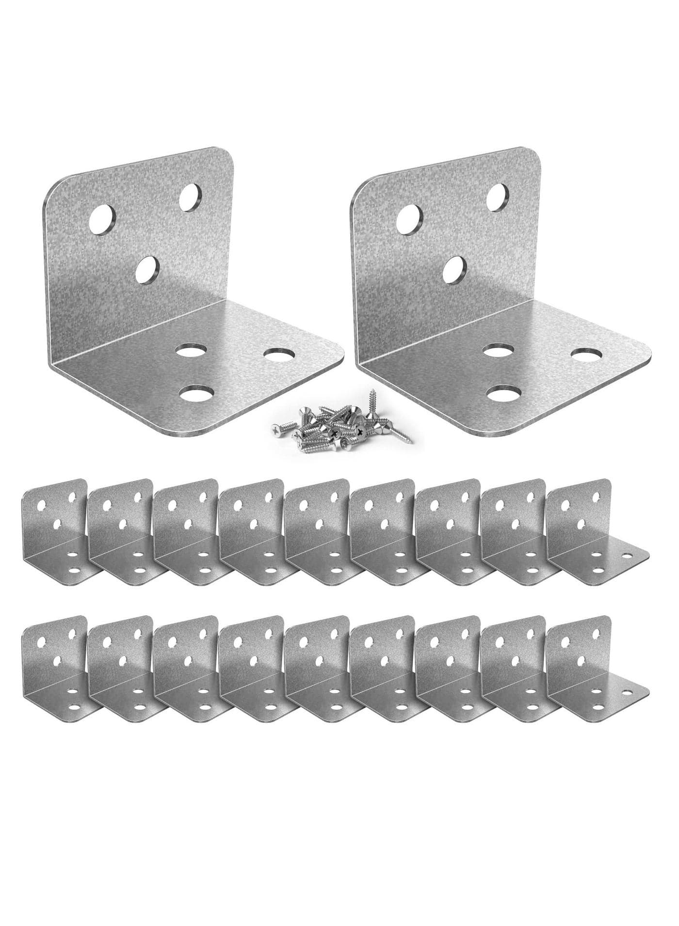 20 Pcs Metal Corner Braces, 1.5 in L Brackets for Wood (with Screws), 90° Wide Patterned Bracket Furniture Bed Chair(Silver)