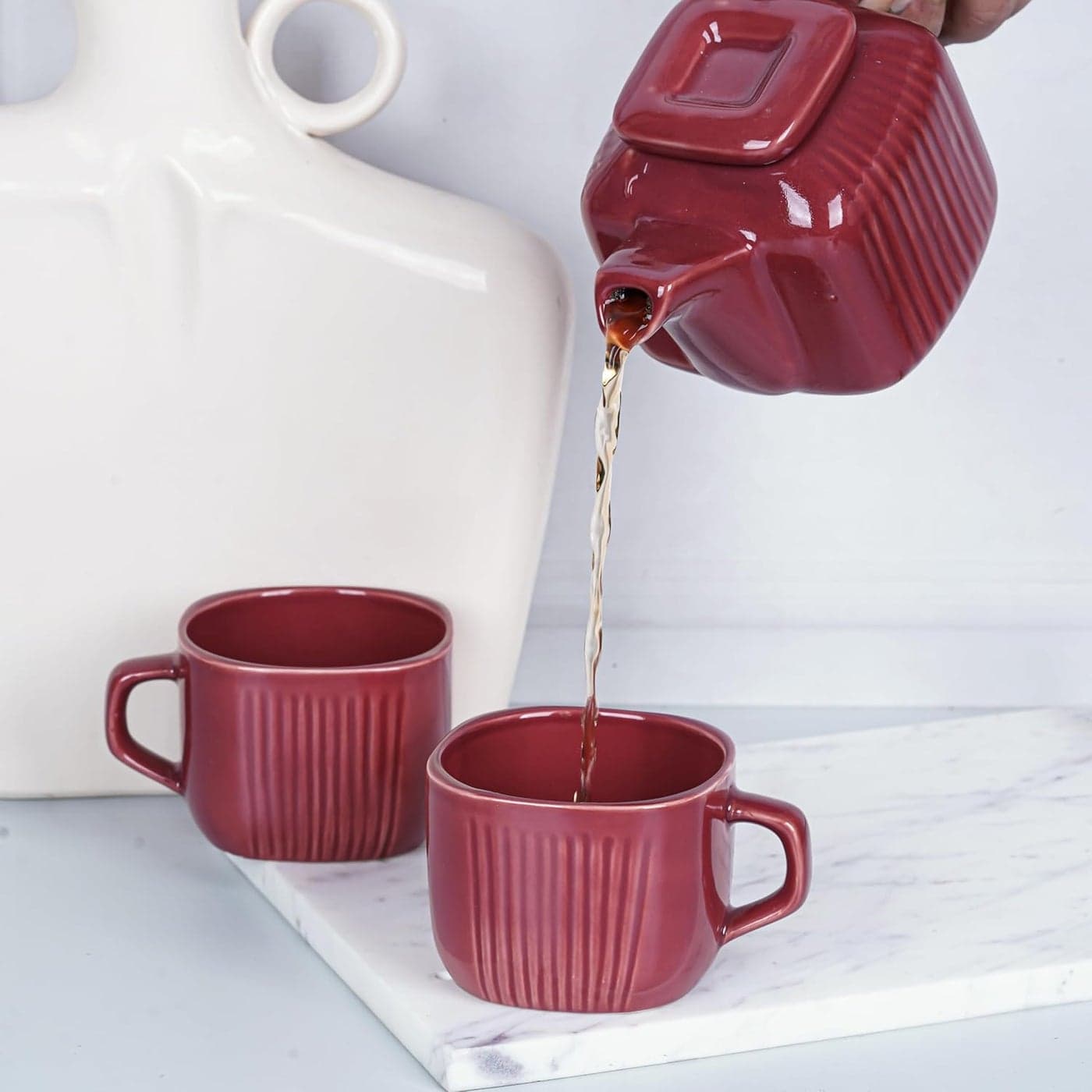 Zen Tea Set in Maroon Pack of 4