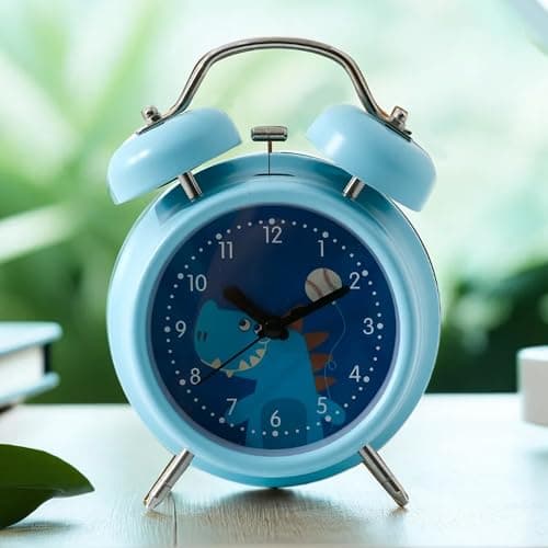 The Better Home Plastic Analog Alarm Clock with Night Light (16cm) for Students, Bedroom, Heavy Sleepers and Kids - Twin Bell Table Clock for Study Table - Blue