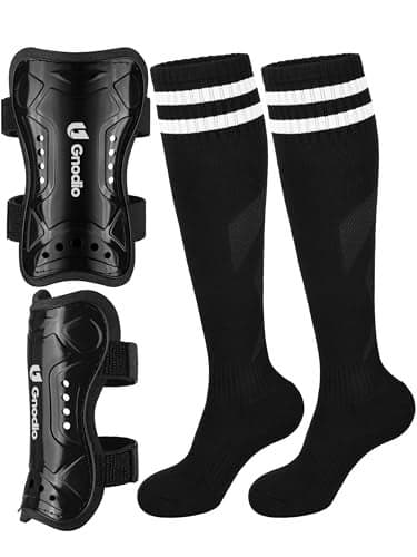 Gnodio Kids Soccer Shin Guards and Socks Youth Soccer Shin Pads Protective Defender Gear for 312 Years Old Toddler Children Teen Boys Girls Black S