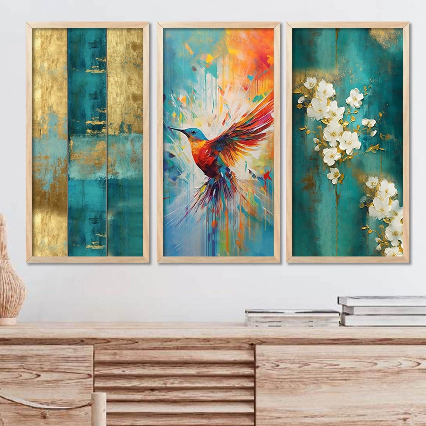kotart Modern Wall Art Paintings Home Decor Wall Poster With Frame Nature Wall Art paintings For Office Living Room Set of 3 10x19 inch E H