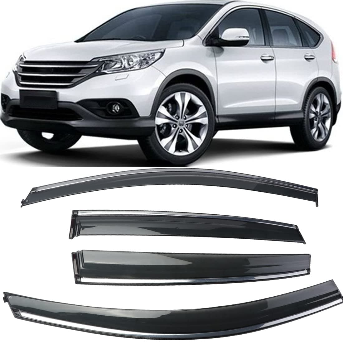 MISIOEK Rain Guards Suitable for CRV 20122016 Window Visor Dark Smoke Accessories Window Deflectors Rain Guard 4 pcs