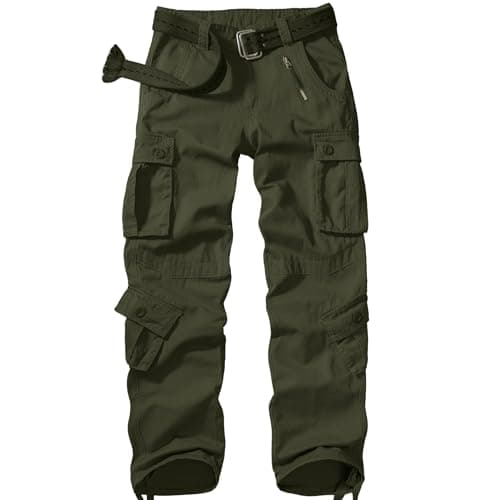 Men's BDU Casual Military Pants, Tactical Wild Army Combat ACU Rip Stop Camo Cargo Work Pants Trousers with 8 Pockets #7533 Army Green 34