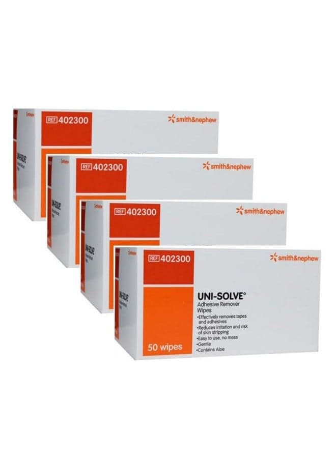 UNI-SOLVE ADHESIVE REMOV WIPES 50 count 4pack