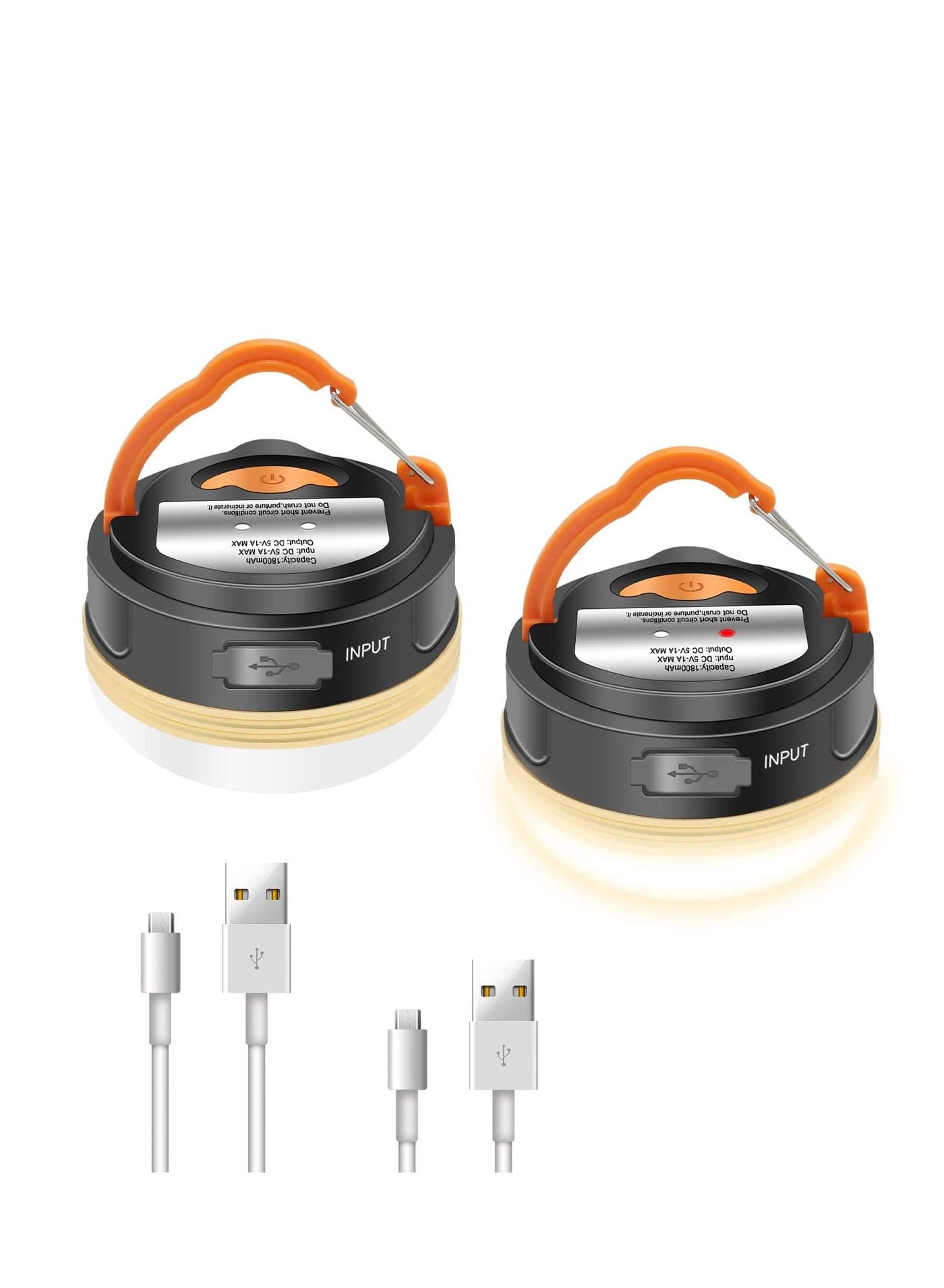 2 Pack Rechargeable LED Camping Lantern 3 Lighting Mode Power Bank Waterproof Magnetic Base Tent Emergency Light for Camping