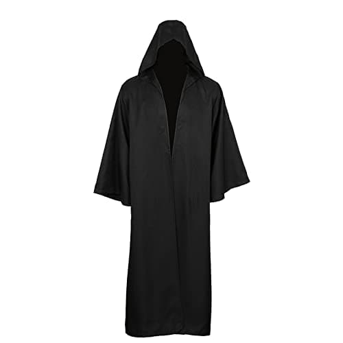 kinstell Jedi Uniform Hooded Robe Knight Suits Black Tunic Uniform Full Halloween Darth Hooded Robe Cloak Cosplay Costume