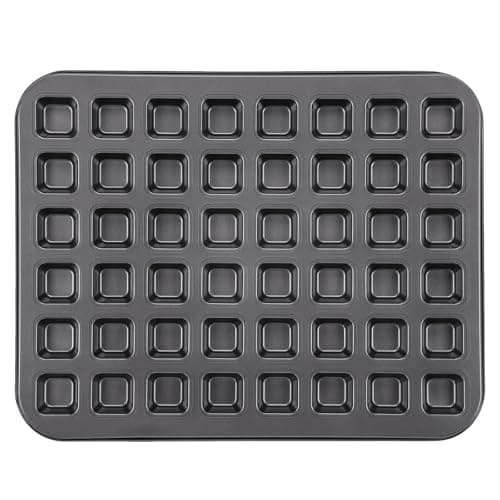 Beasea Mini Brownie Bite Pan with Dividers, 1 Pack 48 Mini Small Tiny Cup All Edges Non Stick Square Cupcake Baking Sheet Tin Tray Carbon Steel Bakeware Individual Cutter Baking Pan - Black