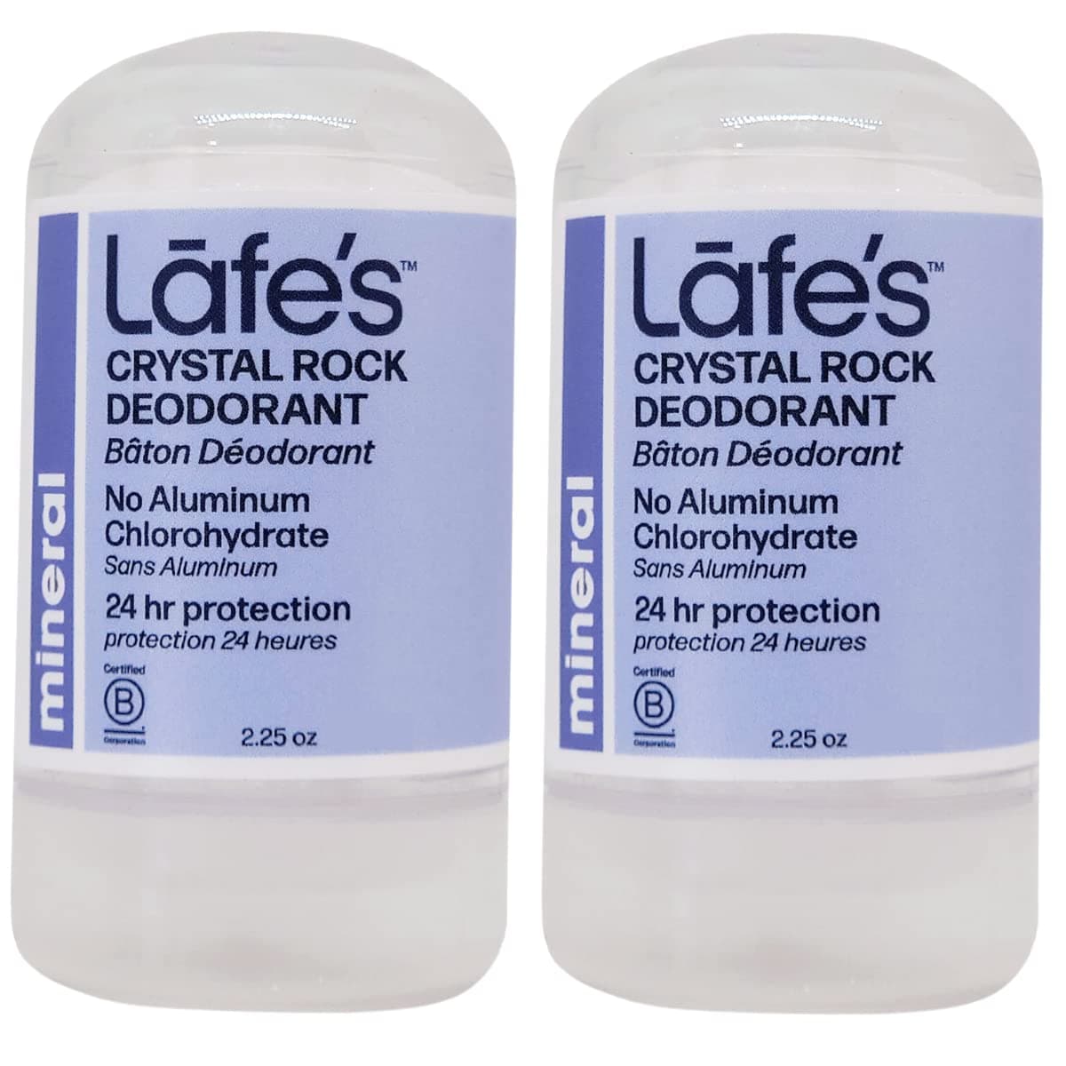 Lafes Natural Deodorant Unscented Crystal Mineral Rock Natural Deodorant 225 Ounce 2 Pack