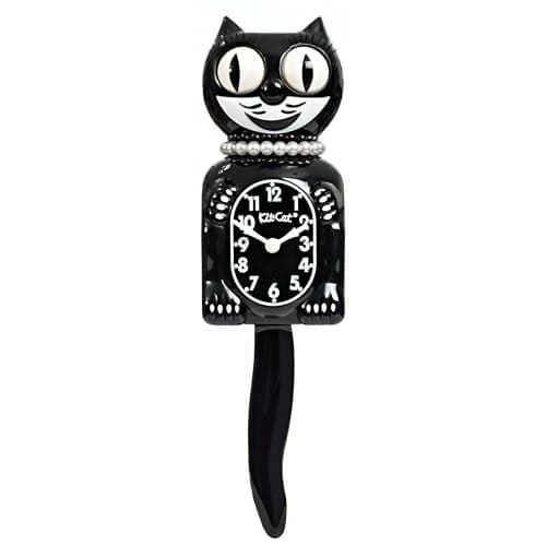 Kit-Cat Clock Limited Edition Classic Black Lady - Cat Clock with Moving Eyes and Tail, Battery Operated Wall Clock, Made in USA, Modern Clock