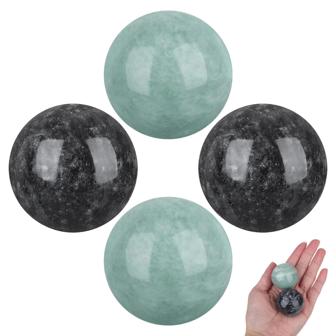 MAGICLULU 4Pcs Solid Baoding Balls Chinese Health Exercise Massage Balls Marble Stone Massage Baoding Balls for Hand Muscle Exercise