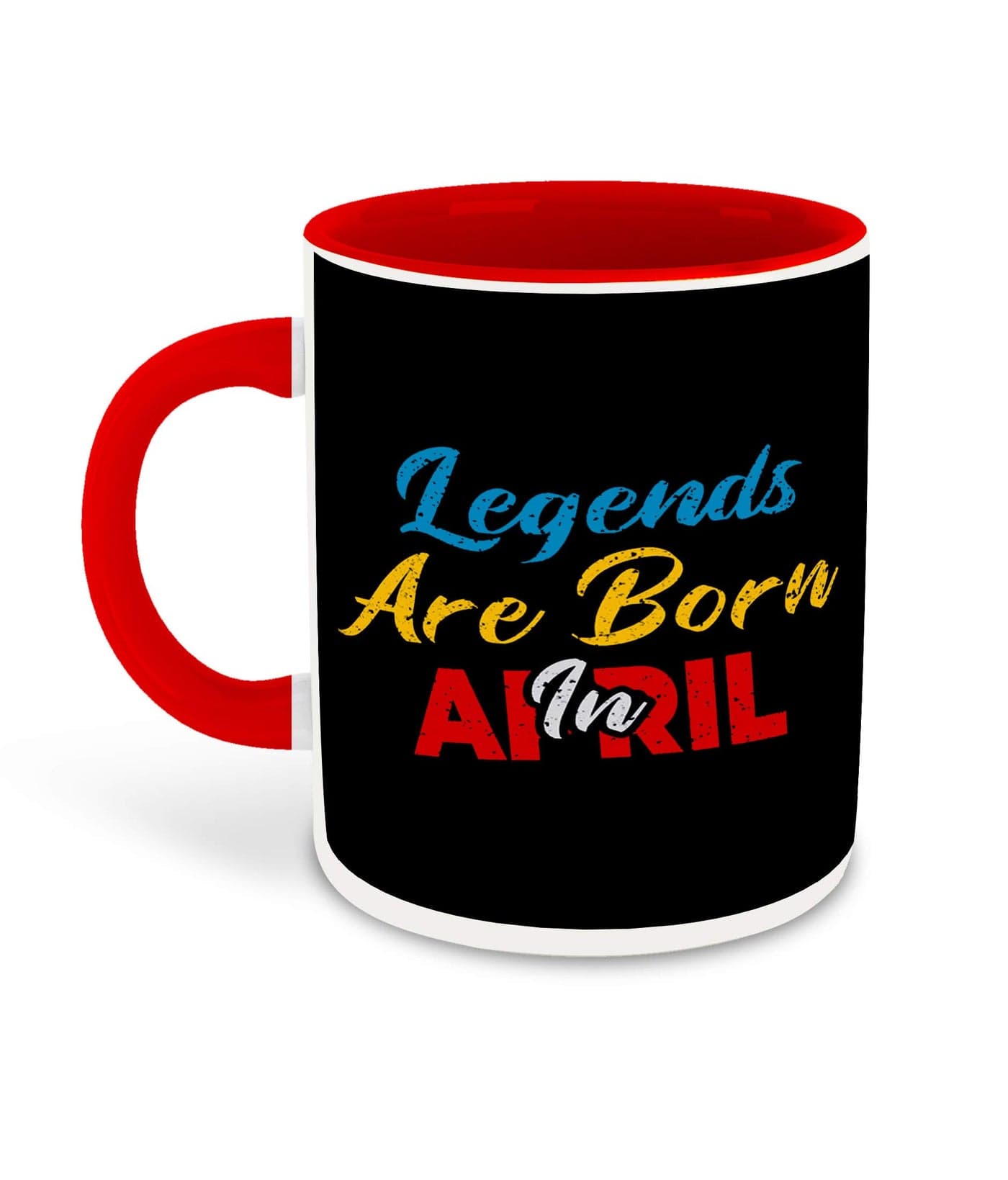 DecorVecor Legends are Born in April Inspiration Printed Dark Blue Inner Colour Ceramic Coffee Mug- Quotes, Born in April, Best Gift | Born in April, Months (Multi 1)