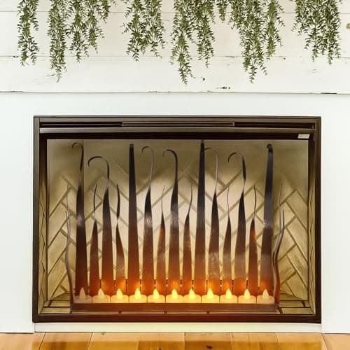 Mimorou Christmas Fireplace Candle Holder for Inside Fireplace Metal Flame Tea Light Holder 18 x 126 x 158 in Floor Candelabra Centerpiece Festive Cozy Home Decor Winter Xmas Wedding Party Favor