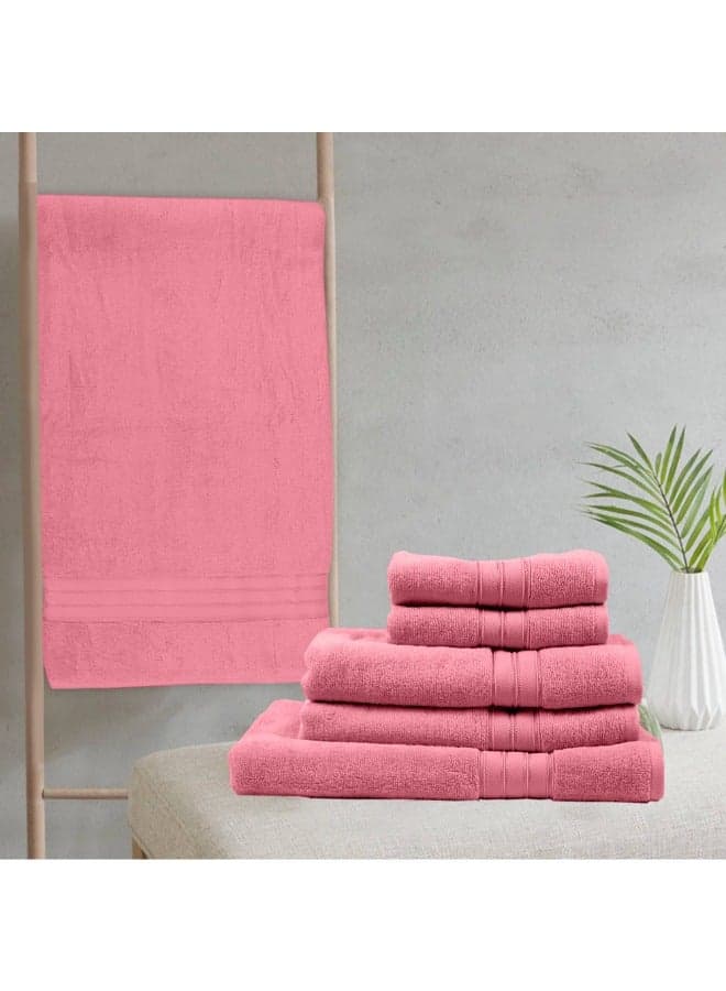 Home Trendy (Pink) Premium Cotton Bath Towel (70 X 140 Cm-Set Of 1) Highly Absorbent, High Quality Bath Linen With Striped Dobby 550 Gsm