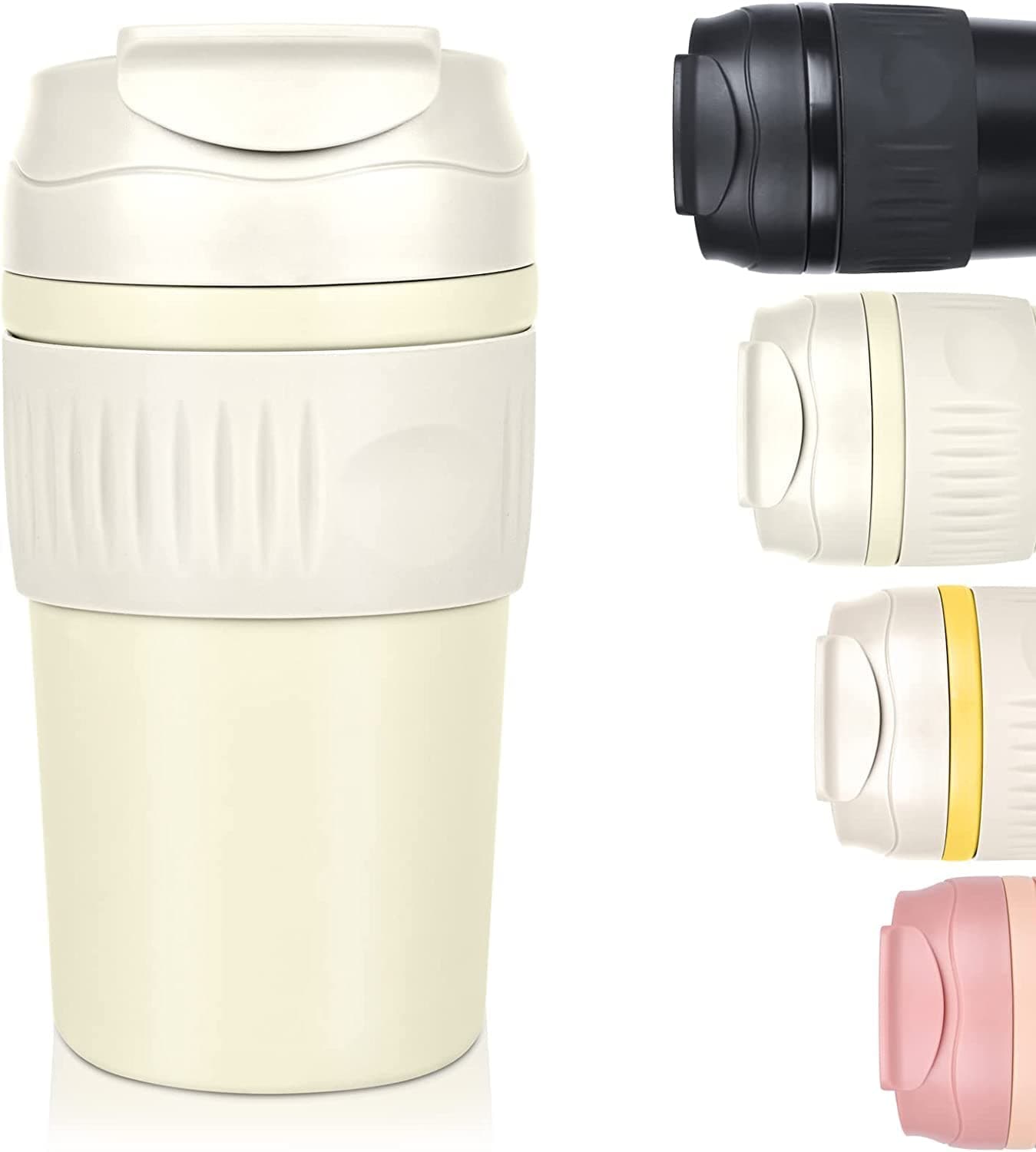 Vrupan Vacuum Insulated Stainless Steel Travel Mug 480ML Leak ProofSpill Proof Tumbler with Lid Coffee Mug Tumbler for Hot Cold Drinks Travel Mug Cream White
