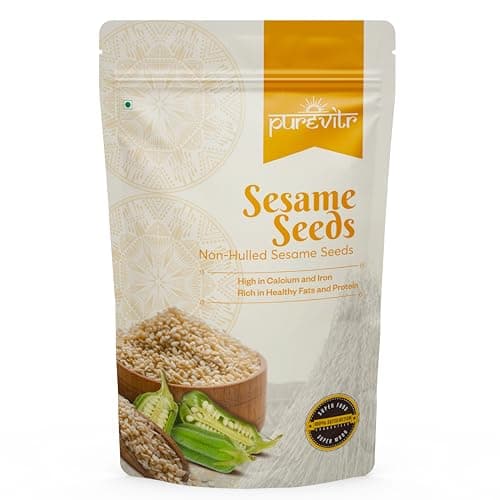 Purevitr Non-Hulled White Sesame Seeds | 200g | Raw Sesame Seeds for eating | High in Calcium, Magnesium & Antioxidants | Healthy Snacks | No Preservatives (Pack of 1)