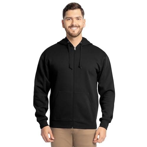 Fruit of the Loom Men's Eversoft Fleece Sweatshirts & Hoodies, Full Zip-Black, Medium
