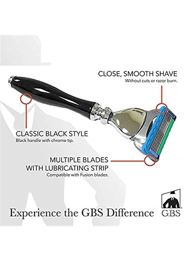 Men's Shaving Razor, Sleek Style Handle Compatible With 5 Blade Razor Blades, Black