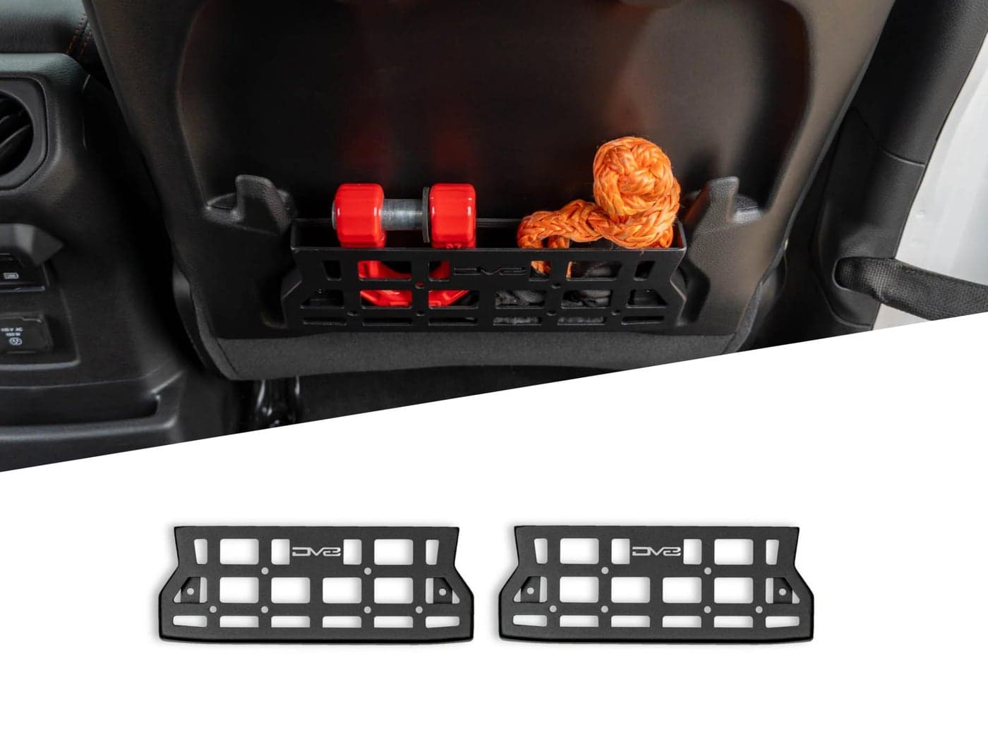 DV8 Offroad Seat Back Molle Pockets for 2018-2025 Jeep Wrangler & Gladiator Rubicon/Mojave | Replaces The Weak Factory Netting | Molle Design for Mounting Gear & Accessories | Black Powder Coat