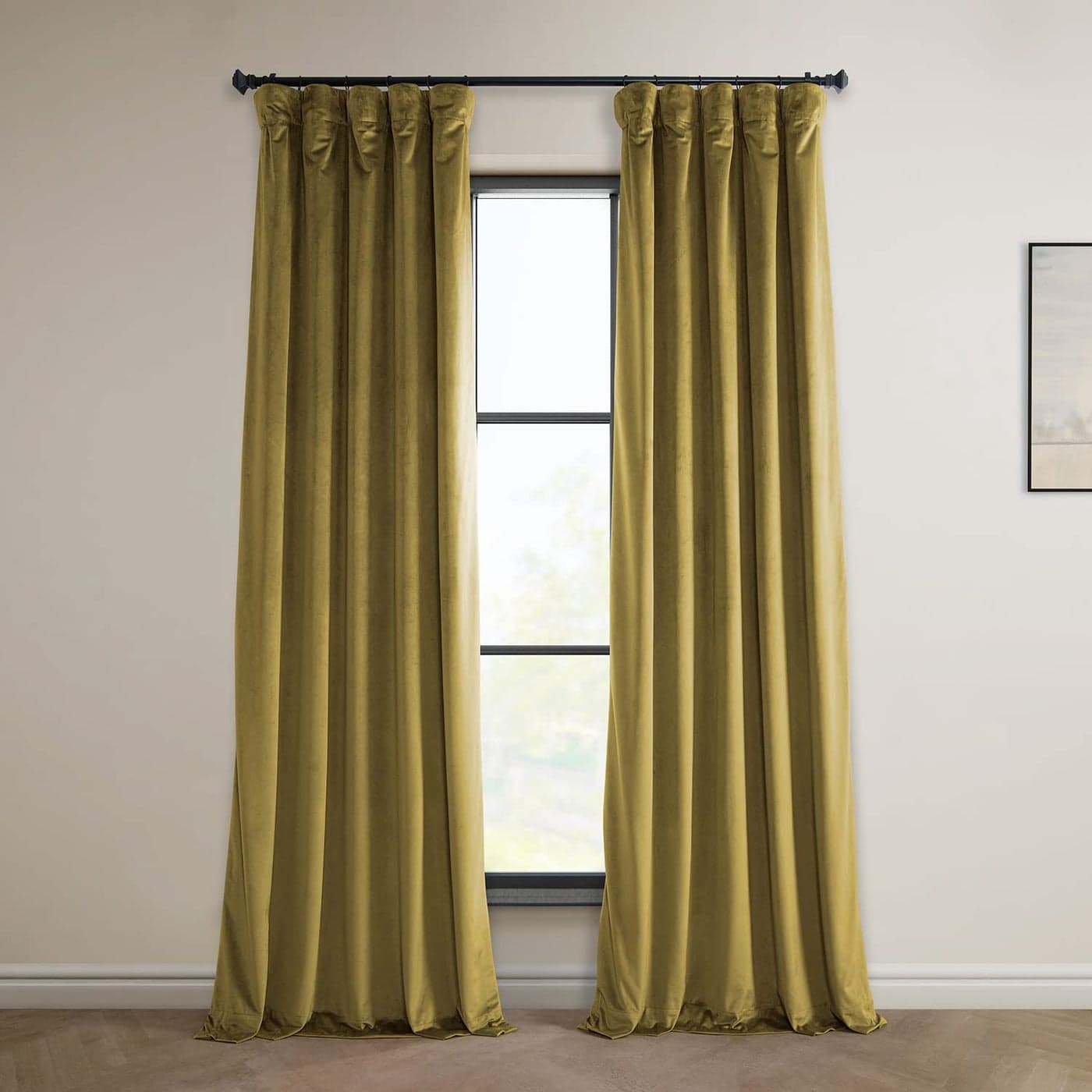 HPD Half Price Drapes Heritage Plush Velvet Curtains 96 Inches Long Room Darkening Curtains for Bedroom Living Room 50W x 96L 1 Panel Peat Green