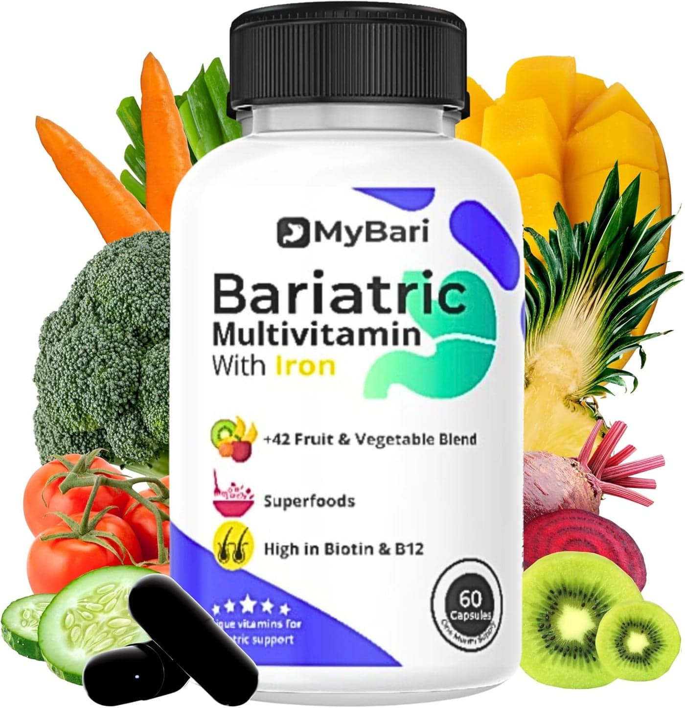 Bariatric Multivitamin With Iron 60 Capsules For Men And Women